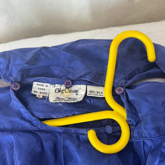 Vintage Oleg Cassini Floral Silk Blouse - Picture 9 of 11